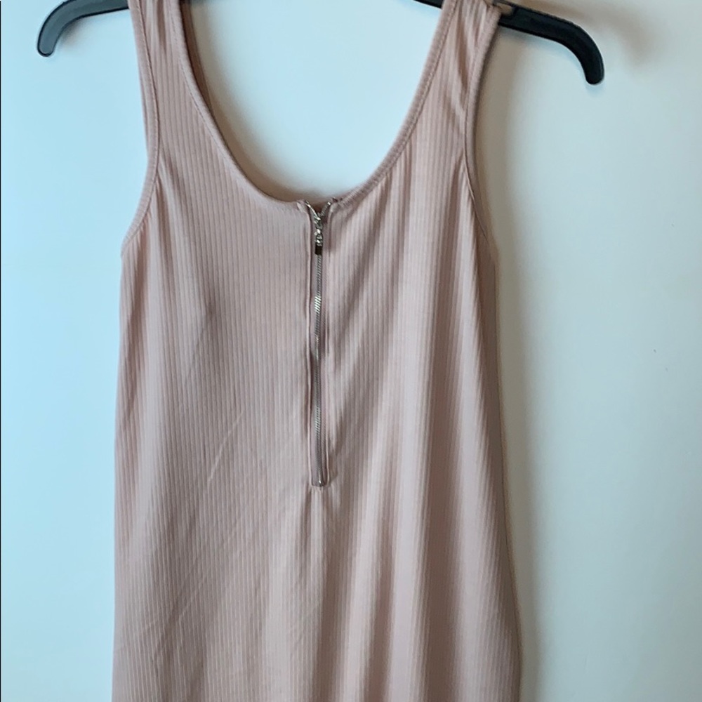 Cute Light Pink Ribbed Sleeveless Bodycon Dress